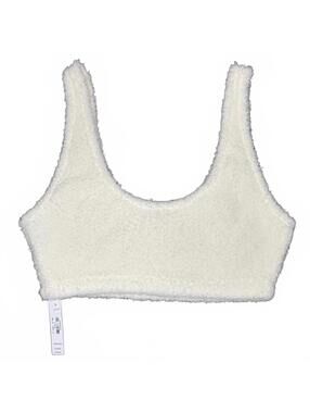 NWT PINK by Victoria's Secret Cream Fuzzy Co-ZZZy Fleece Bralette Size L
